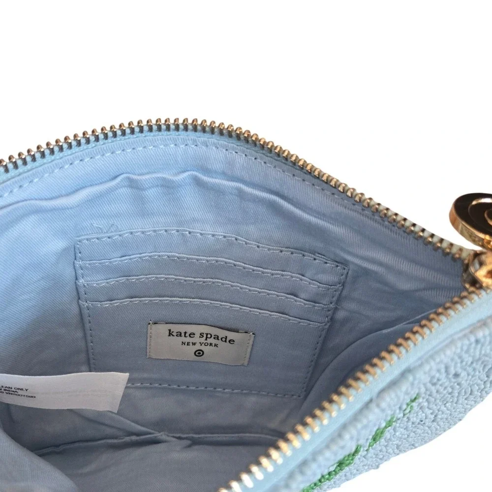 Kate Spade Beaded Clutch Bag Pouch Life of the Party Blue Green‎ Zipper NWOT